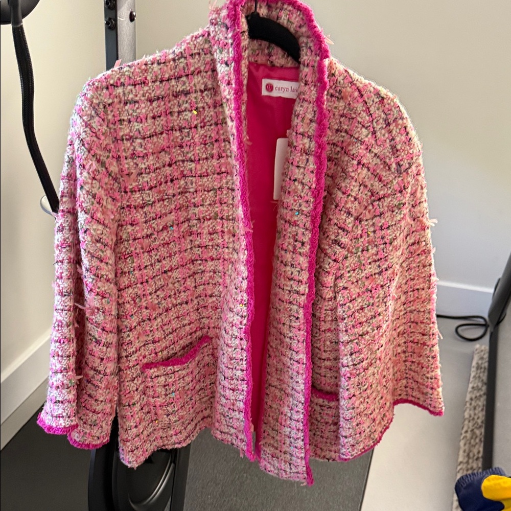 Cozy Lady Vibrant Pink Tweed Blazer